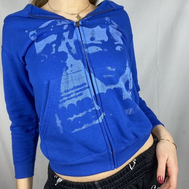 Sweatshirt Hoodies Gothic Long Sleeve Zipper Printed Hip Hop Tops