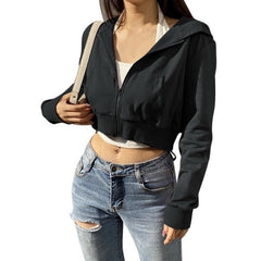 Sweatshirt Long Sleeve Jackets Hoodies Pockets Thin Crop Tops Outfits
