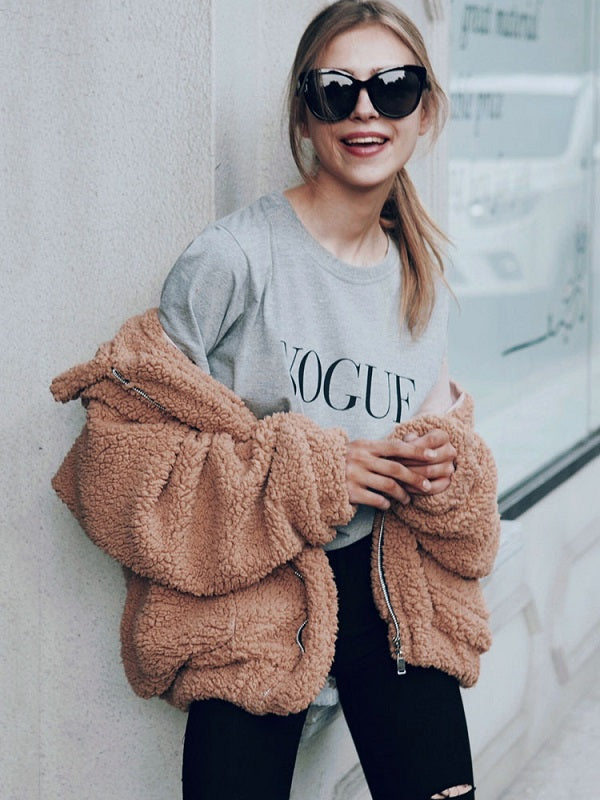 Teddy Bear Coat Faux Fur Wool Long Sleeve Shearling Jacket Coat