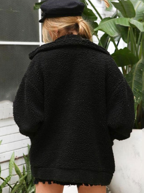 Teddy Bear Coat Faux Fur Wool Long Sleeve Shearling Jacket Coat