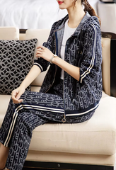 Trendy Casual Zipper Hoodie Long Pants Suit Plus Size Sportswear Sets