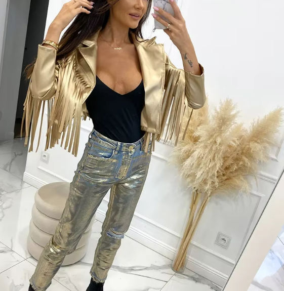 Trendy Standard Open Stitch Turn-down Collar Streetwear Jackets