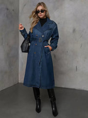 Trendy Turndown Collar Long Sleeves Denim Front Button Coat