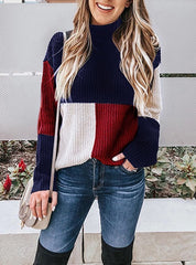 Triple Color Clock Knit Sweater