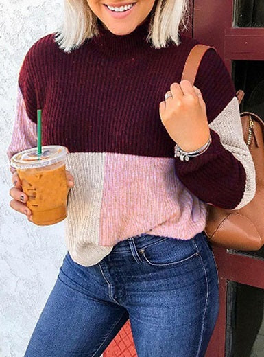 Triple Color Clock Knit Sweater