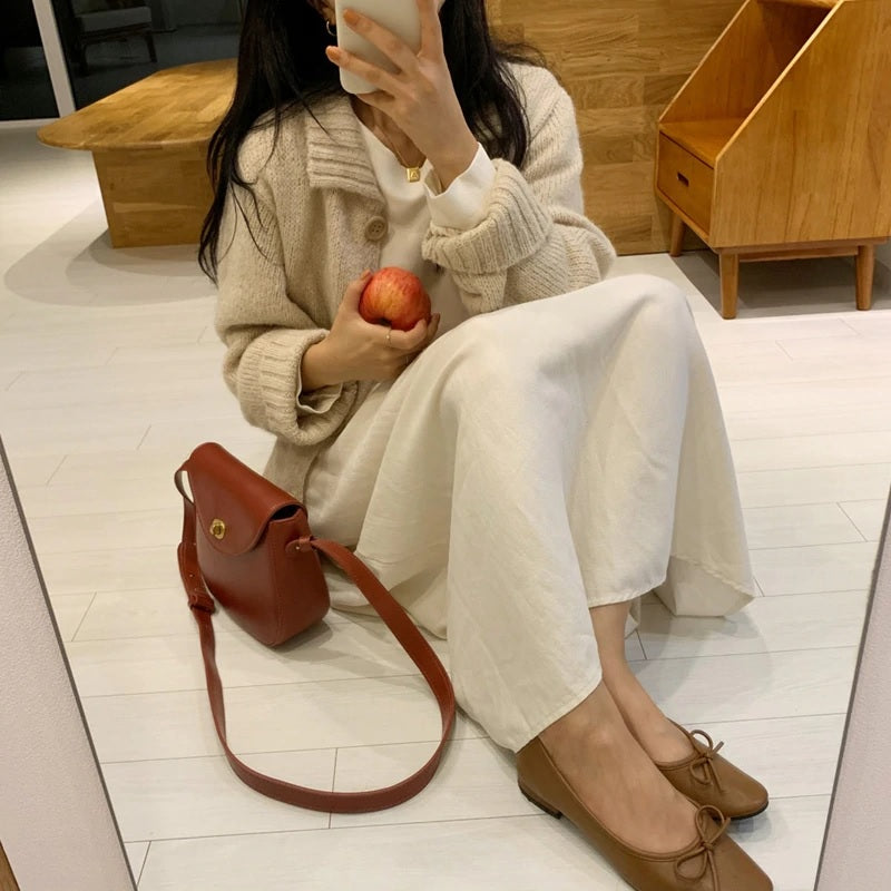 Turn-down Collar Knitted Buttons Elegant Tops Cardigans