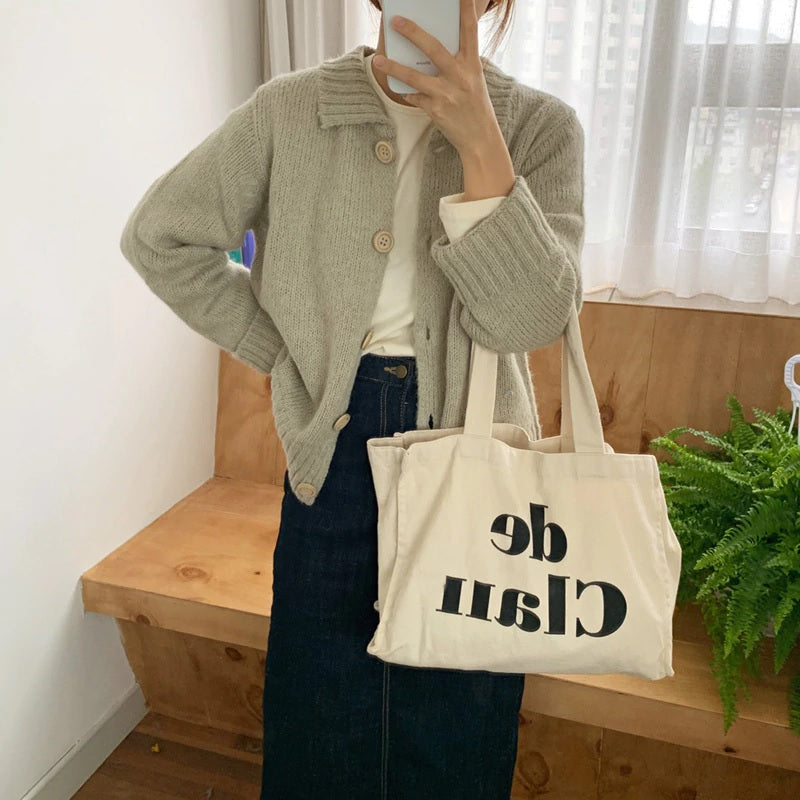 Turn-down Collar Knitted Buttons Elegant Tops Cardigans