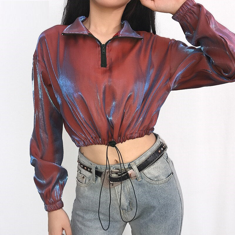 Turn-down Collar Long Sleeves Sexy Fashion Hoodies