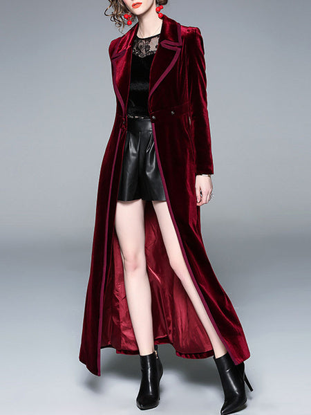 Turndown Collar Buttons Retro Wrap Coat