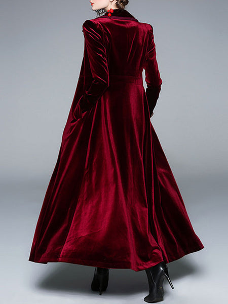Turndown Collar Buttons Retro Wrap Coat