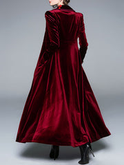 Turndown Collar Buttons Retro Wrap Coat