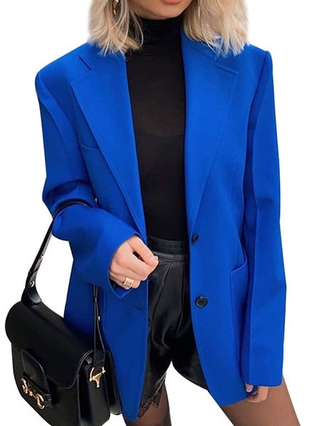 Turndown Collar Long Sleeve Buttons Casual Blazers