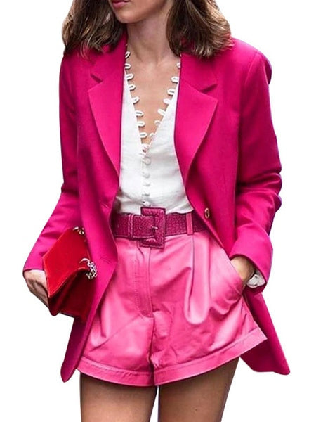 Turndown Collar Long Sleeve Buttons Casual Blazers