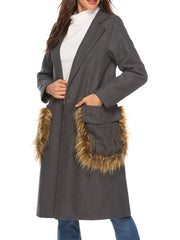 Turndown Collar Long Sleeve Pockets Coats