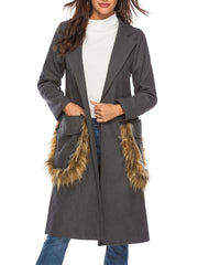 Turndown Collar Long Sleeve Pockets Coats
