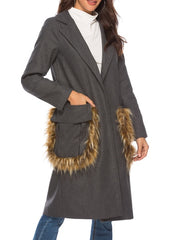 Turndown Collar Long Sleeve Pockets Coats