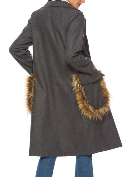 Turndown Collar Long Sleeve Pockets Coats