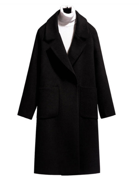 Turndown Collar Long Sleeve Polypropylene Cotton Long Coat
