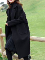 Turndown Collar Long Sleeve Polypropylene Cotton Long Coat