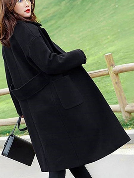 Turndown Collar Long Sleeve Polypropylene Cotton Long Coat