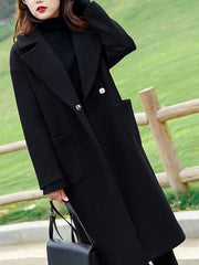 Turndown Collar Long Sleeve Polypropylene Cotton Long Coat