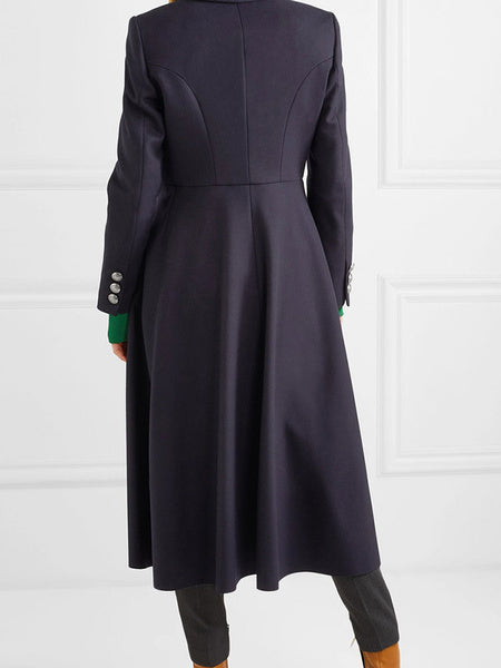 Turndown Collar Long Sleeves Lace Up Oversized Casual Outerwear Maxi Coat