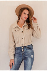 Turndown collar pocket teddy fur coats jackets
