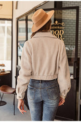 Turndown collar pocket teddy fur coats jackets