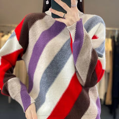 Turtleneck Thickened Full Sleeve Wool Pullover Loose Knit Cashmere Sweater