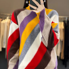 Turtleneck Thickened Full Sleeve Wool Pullover Loose Knit Cashmere Sweater