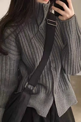 Turtleneck pit strip cashmere knit thickened small pure wool loose short coat tides Sweater