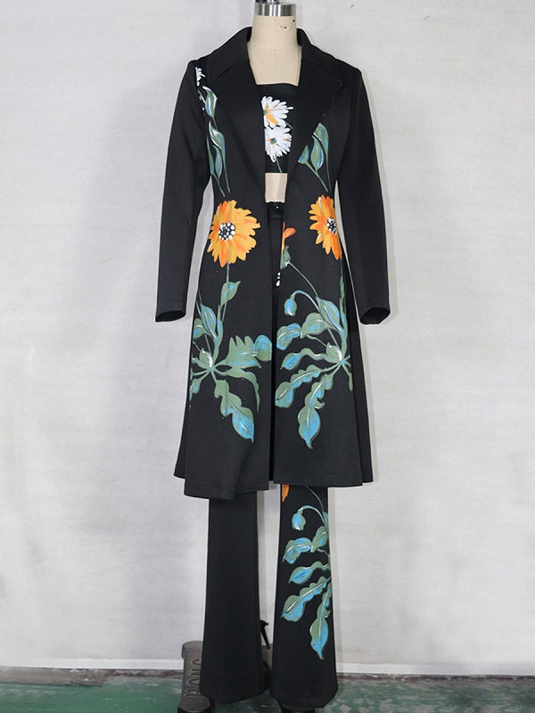 Two Piece Sets Piping Overcoat Long Sleeves Stretch Outfit