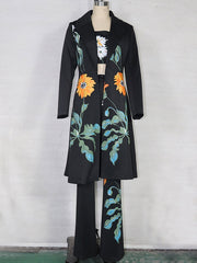 Two Piece Sets Piping Overcoat Long Sleeves Stretch Outfit