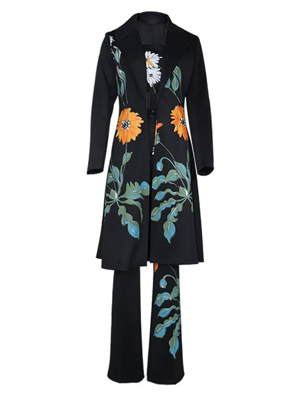 Two Piece Sets Piping Overcoat Long Sleeves Stretch Outfit