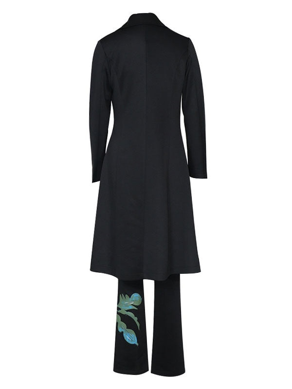 Two Piece Sets Piping Overcoat Long Sleeves Stretch Outfit