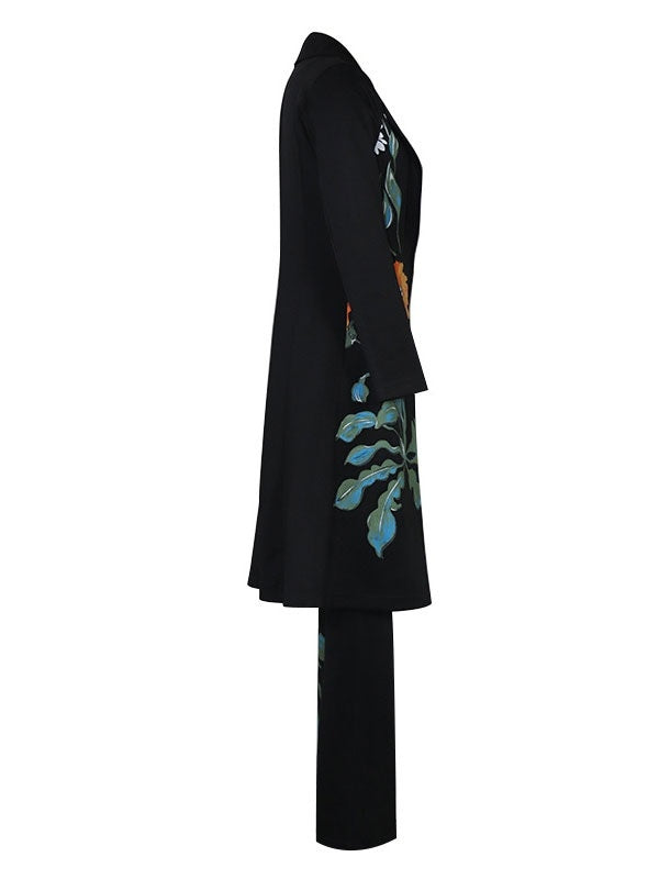 Two Piece Sets Piping Overcoat Long Sleeves Stretch Outfit