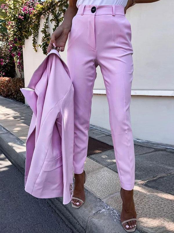 Two Piece Suits Solid Color Outerwear Classic Blazer Jacket Slim Fit Pants Outfit