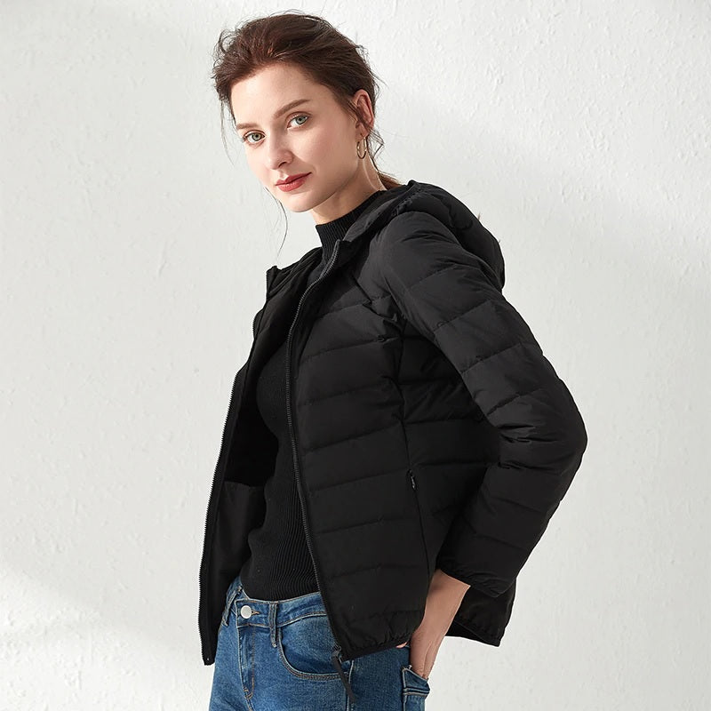 Ultra Light Short Duck Down Hooded Slim jacket outdoor sports