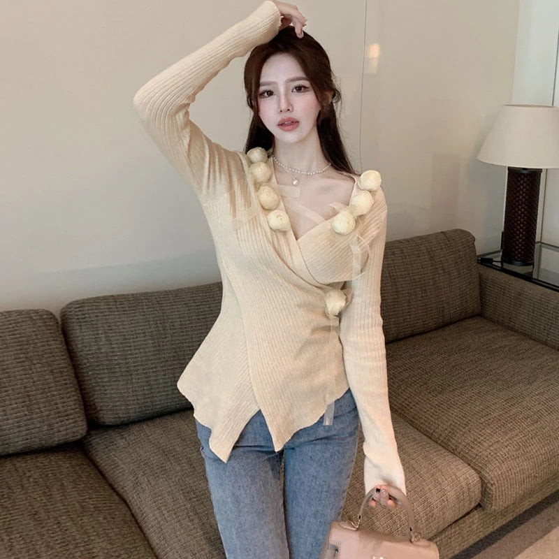 V-Neck Floral Full Sleeve Casual Sweater