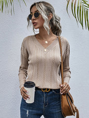 V-Neck Long Sleeves Cotton Sweaters Shirt