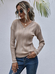 V-Neck Long Sleeves Cotton Sweaters Shirt