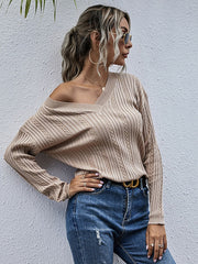 V-Neck Long Sleeves Cotton Sweaters Shirt