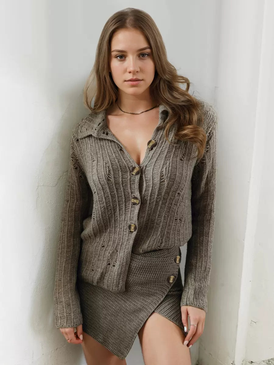 V Neck Long Sleeves High Waist Elegant And Vintage Street Wear Sweaters
