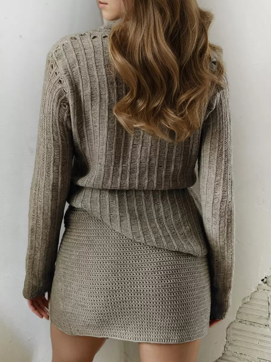 V Neck Long Sleeves High Waist Elegant And Vintage Street Wear Sweaters