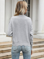 V Neck Long Sleeves Stretch Polyester Sweaters