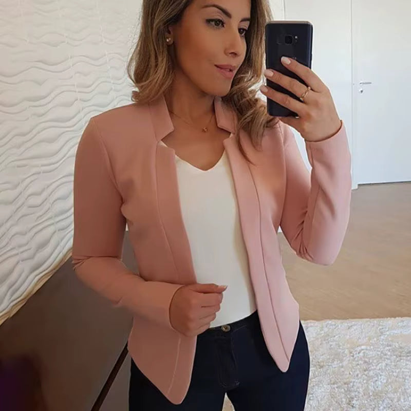Casual Long Sleeve Open Stitch Office Style Slim Fit Blazer