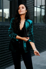 Velour Solid Color Casual Slim Fit Street Outerwear Blazer