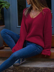 Vertical Ribbed Fine Knit Fit Sweater