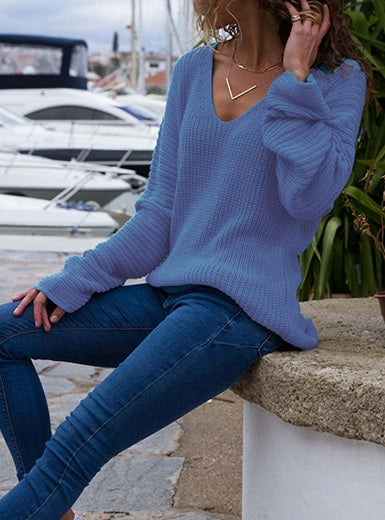 Vertical Ribbed Fine Knit Fit Sweater