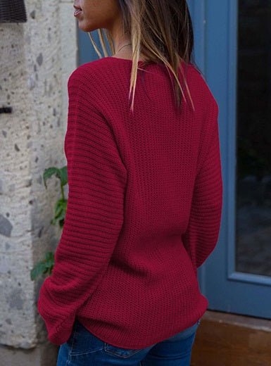 Vertical Ribbed Fine Knit Fit Sweater